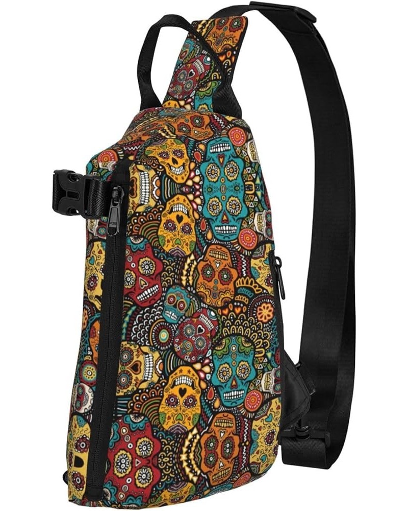 Sunflower.. Print Cross Bag Casual Sling Backpack,Daypack For Travel,Hiking,Gym Shoulder Pack Sugar and Skulls Style One Size...