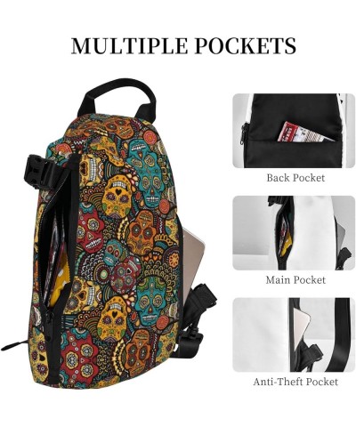 Sunflower.. Print Cross Bag Casual Sling Backpack,Daypack For Travel,Hiking,Gym Shoulder Pack Sugar and Skulls Style One Size...