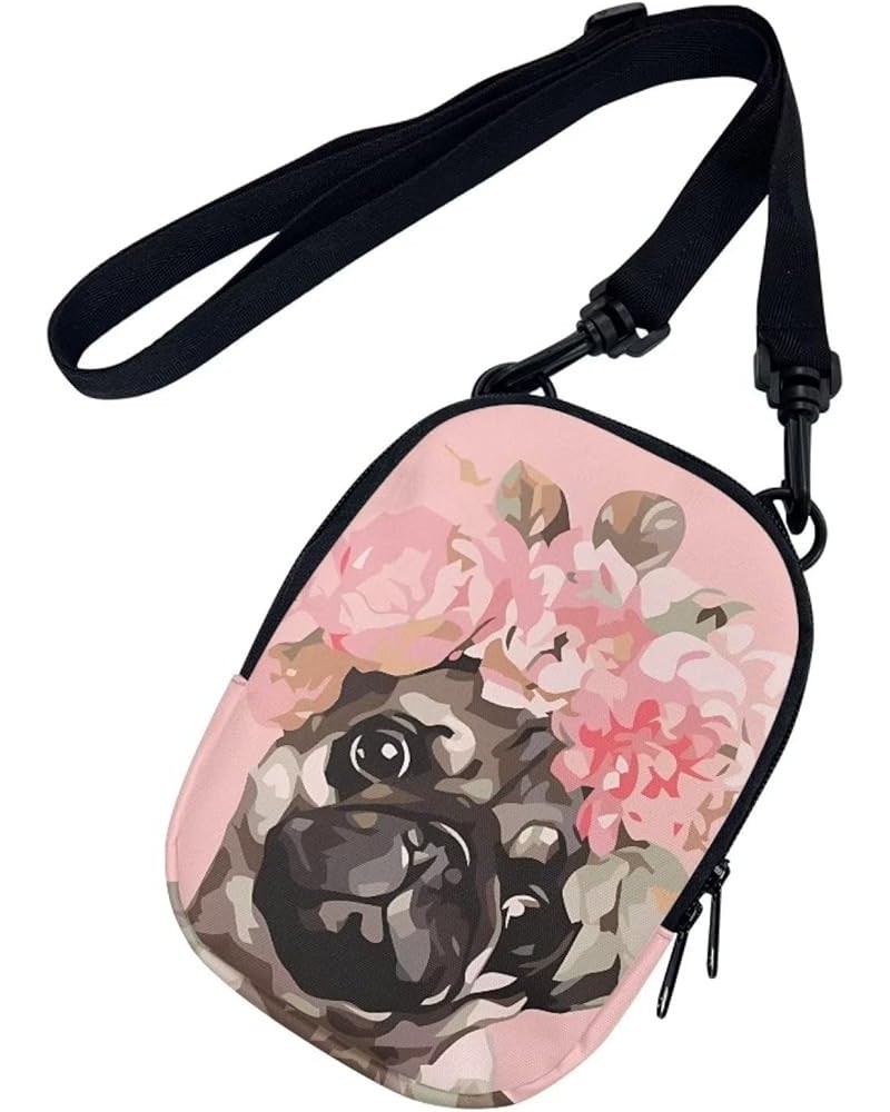 Small Message Bag Women Shoulder Bag with Adjustable Staps, Sling Phone Bag Crossbody Satchel Purse Wallet Cartoon Pug-pink $...