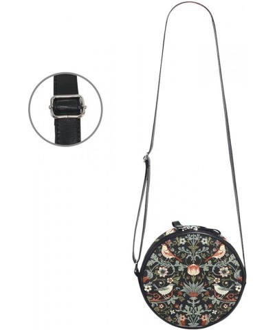 Round Crossbody Bag Small Circle Purse Zip Handbag for Women Flowers1 $10.39 Crossbody Bags