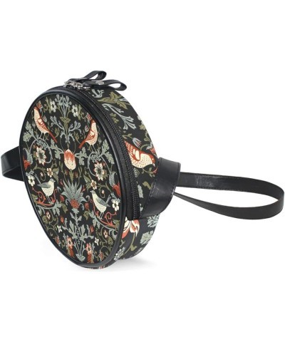 Round Crossbody Bag Small Circle Purse Zip Handbag for Women Flowers1 $10.39 Crossbody Bags