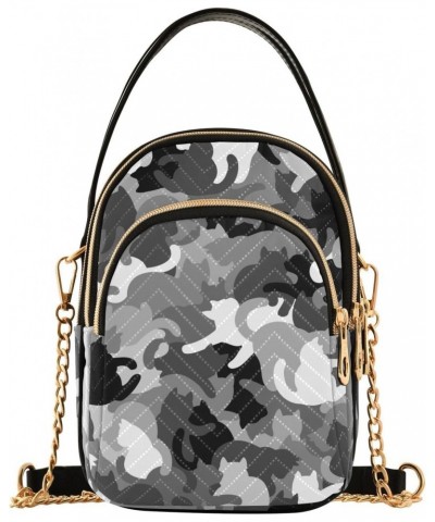 Halloween Black Cat Camouflage Crossbody Bags for Women Cross Body Purses Cell Phone Wallet with Chain Strap for Gifts $15.07...