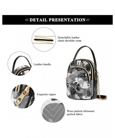 Halloween Black Cat Camouflage Crossbody Bags for Women Cross Body Purses Cell Phone Wallet with Chain Strap for Gifts $15.07...