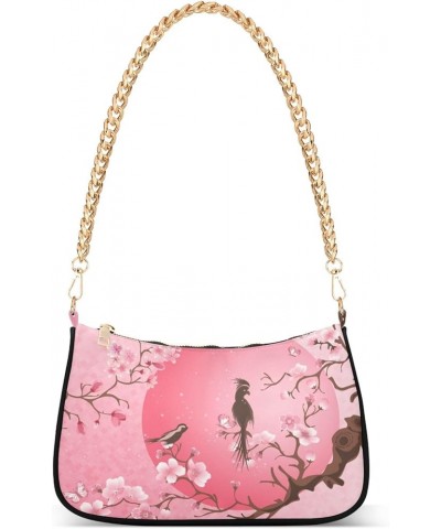 Cute Floral Small Purse for Women Cute Tote Handbag with Zipper Closure Cherry Blossom Tree $10.50 Hobo Bags