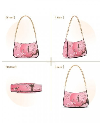 Cute Floral Small Purse for Women Cute Tote Handbag with Zipper Closure Cherry Blossom Tree $10.50 Hobo Bags