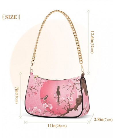 Cute Floral Small Purse for Women Cute Tote Handbag with Zipper Closure Cherry Blossom Tree $10.50 Hobo Bags