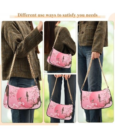 Cute Floral Small Purse for Women Cute Tote Handbag with Zipper Closure Cherry Blossom Tree $10.50 Hobo Bags