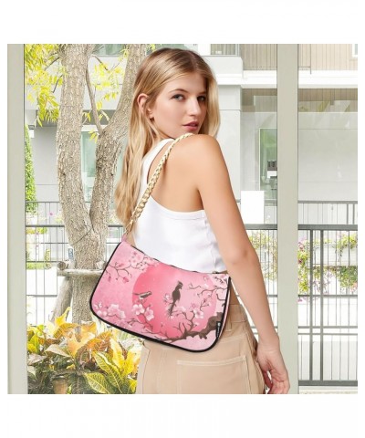 Cute Floral Small Purse for Women Cute Tote Handbag with Zipper Closure Cherry Blossom Tree $10.50 Hobo Bags