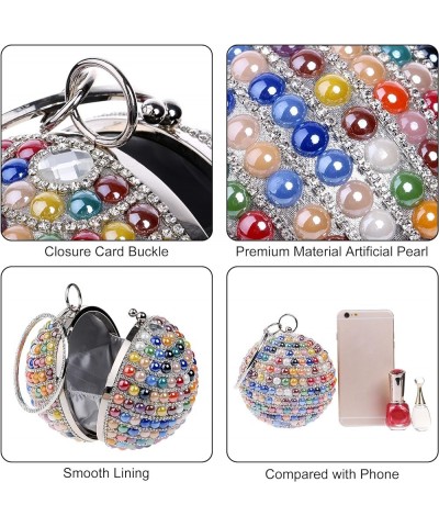 Womens Evening Bag Round Clutch Ball Artificial Pearl Purse Crossbody Shoulder Bags for Wedding Cocktail Party Blue $33.43 Ev...