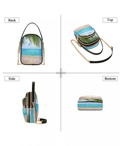 Ocean Sea Palm Leaf Tree Crossbody Bag Small Shoulder Handbags Leather Purse for Women $11.44 Crossbody Bags