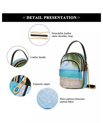 Ocean Sea Palm Leaf Tree Crossbody Bag Small Shoulder Handbags Leather Purse for Women $11.44 Crossbody Bags