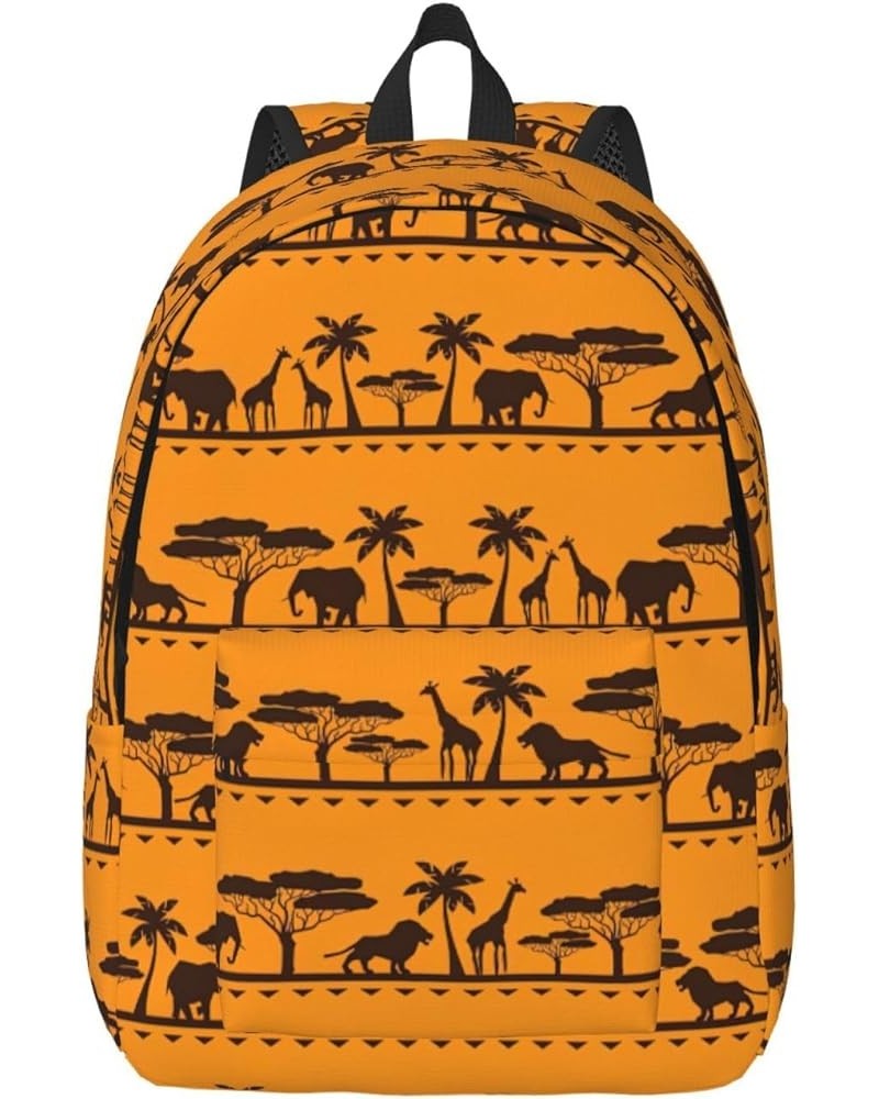 African Animals Print Casual Double Shoulder Daypack,Anti-Theft Travel Canvas Backpack For Men And Women Black Small $22.89 B...