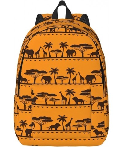 African Animals Print Casual Double Shoulder Daypack,Anti-Theft Travel Canvas Backpack For Men And Women Black Small $22.89 B...