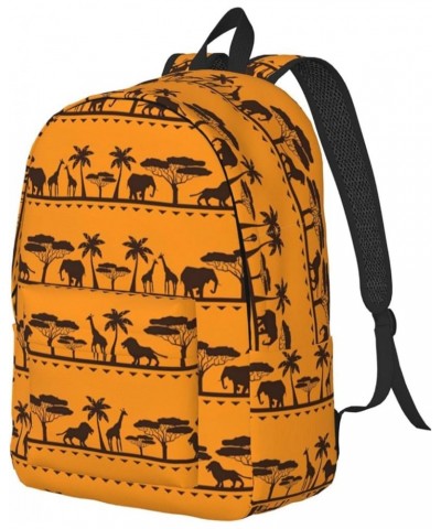 African Animals Print Casual Double Shoulder Daypack,Anti-Theft Travel Canvas Backpack For Men And Women Black Small $22.89 B...