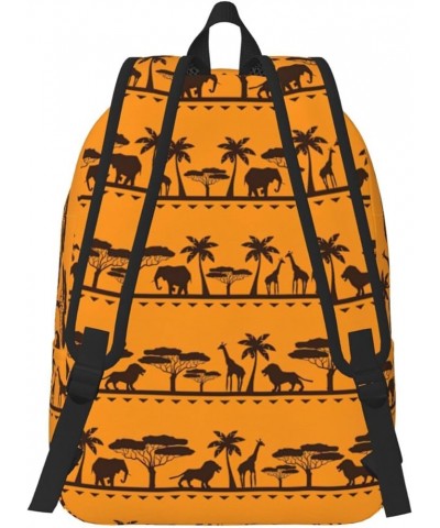 African Animals Print Casual Double Shoulder Daypack,Anti-Theft Travel Canvas Backpack For Men And Women Black Small $22.89 B...