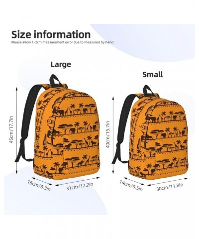 African Animals Print Casual Double Shoulder Daypack,Anti-Theft Travel Canvas Backpack For Men And Women Black Small $22.89 B...