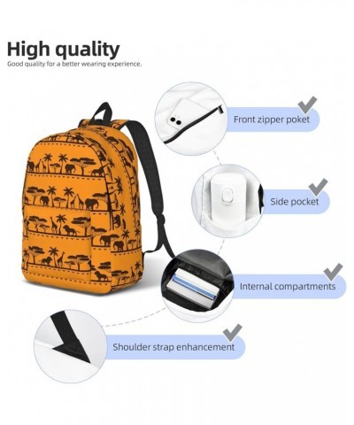 African Animals Print Casual Double Shoulder Daypack,Anti-Theft Travel Canvas Backpack For Men And Women Black Small $22.89 B...