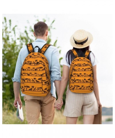 African Animals Print Casual Double Shoulder Daypack,Anti-Theft Travel Canvas Backpack For Men And Women Black Small $22.89 B...