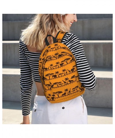 African Animals Print Casual Double Shoulder Daypack,Anti-Theft Travel Canvas Backpack For Men And Women Black Small $22.89 B...