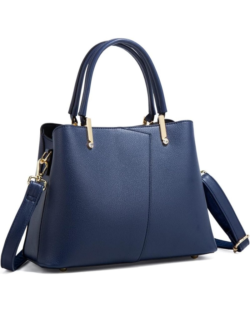 Women Large Satchel Handbag Top Handle Crossbody Bags Vegan Leather Tote Purse Fashion ladies Shoulder Bag Blue $19.68 Totes