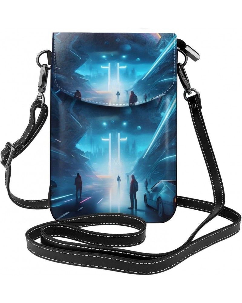 Science Fiction Future Crossbody, Zippered Cell Phone Wallet With Card Slot, Removable Shoulder Strap, 7.6 X 4.9 Inches $21.7...