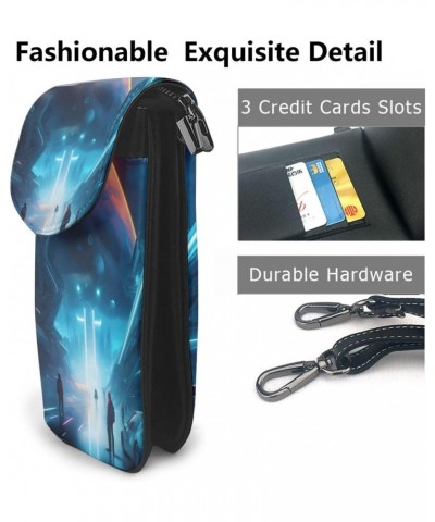 Science Fiction Future Crossbody, Zippered Cell Phone Wallet With Card Slot, Removable Shoulder Strap, 7.6 X 4.9 Inches $21.7...