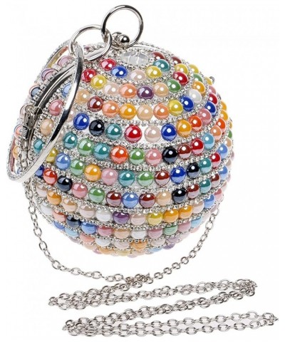 Womens Evening Bag Round Clutch Ball Artificial Pearl Purse Crossbody Shoulder Bags for Wedding Cocktail Party Blue $33.43 Ev...