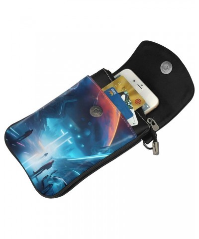 Science Fiction Future Crossbody, Zippered Cell Phone Wallet With Card Slot, Removable Shoulder Strap, 7.6 X 4.9 Inches $21.7...