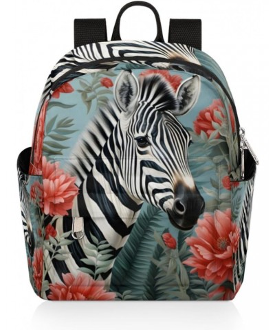 Zebra Peony Flower Small Backpack for Women Ladies Mini Backpack Travel Casual Backpack Purse Satchel Daypack $16.30 Backpacks