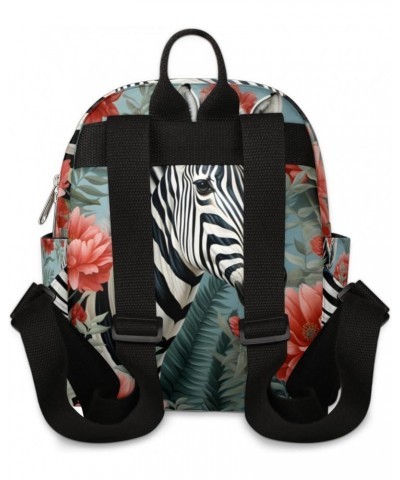 Zebra Peony Flower Small Backpack for Women Ladies Mini Backpack Travel Casual Backpack Purse Satchel Daypack $16.30 Backpacks