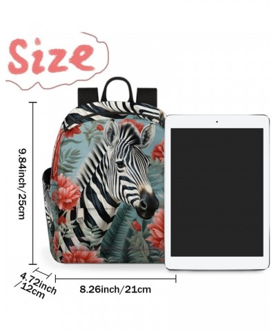 Zebra Peony Flower Small Backpack for Women Ladies Mini Backpack Travel Casual Backpack Purse Satchel Daypack $16.30 Backpacks