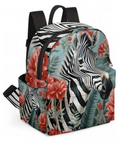 Zebra Peony Flower Small Backpack for Women Ladies Mini Backpack Travel Casual Backpack Purse Satchel Daypack $16.30 Backpacks