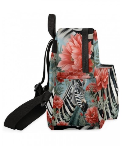 Zebra Peony Flower Small Backpack for Women Ladies Mini Backpack Travel Casual Backpack Purse Satchel Daypack $16.30 Backpacks