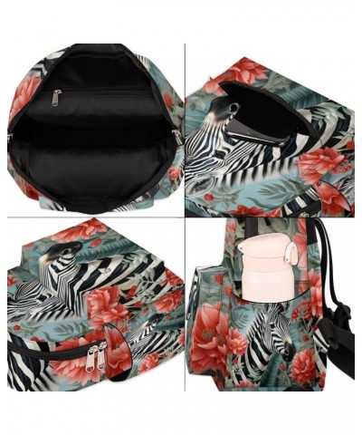 Zebra Peony Flower Small Backpack for Women Ladies Mini Backpack Travel Casual Backpack Purse Satchel Daypack $16.30 Backpacks