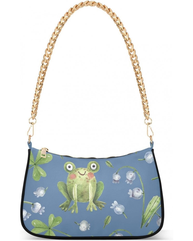 Frog Clover Shoulder Bag for Women Hobo Bags Small Chain Shoulder Bags Clutch Handbag Tote Crossbody Bag Purse with Zipper $1...