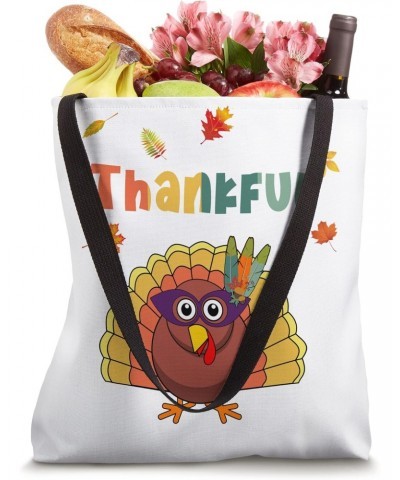 Cute Little Turkey Cheerful Purple Face Mask Retro THANKFUL Tote Bag $12.75 Totes