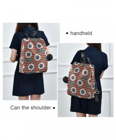 Vintage Hand Drawn Sunflower Stripes Polyester Backpack Purse Travel Bag for Women Fashion Back Pack Shoulder Bag $19.20 Back...