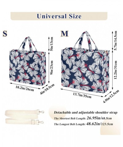 Hibiscus Flowers Navy Corduroy Tote Bag for Women Hobo Crossbody Bag Purse Stylish Shoulder Handbag Messenger Bags, S $11.75 ...