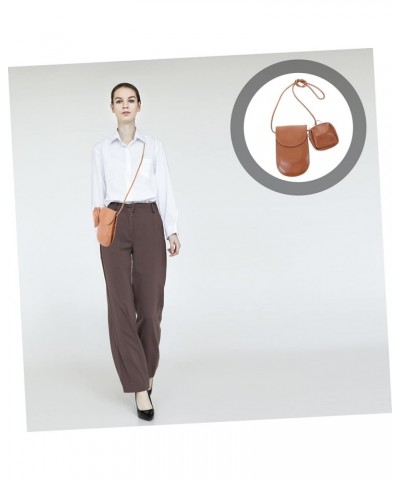 Mobile Phone Bag Pu Leather Fashion Bag Portable White Women's Brown $11.28 Crossbody Bags