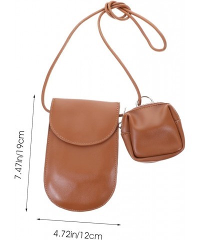 Mobile Phone Bag Pu Leather Fashion Bag Portable White Women's Brown $11.28 Crossbody Bags