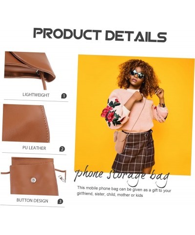 Mobile Phone Bag Pu Leather Fashion Bag Portable White Women's Brown $11.28 Crossbody Bags