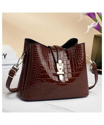 Women's Designer Crocodile Leather Handbag Genuine Leather Wallet One Shoulder Crossbody Bag Wine Red $22.61 Satchels