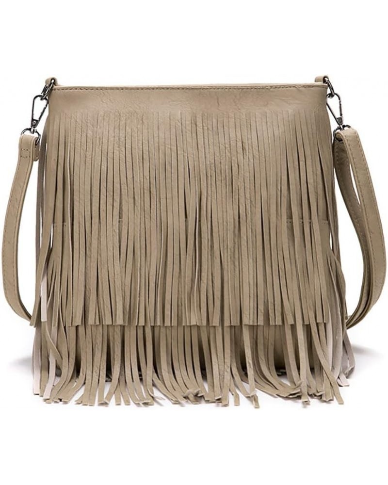 Vintage Tassel Shoulder Bags for Women PU Leather Satchel Fashion Crossbody Bag Zipper Hobo Bag Handbag Khaki $20.51 Hobo Bags