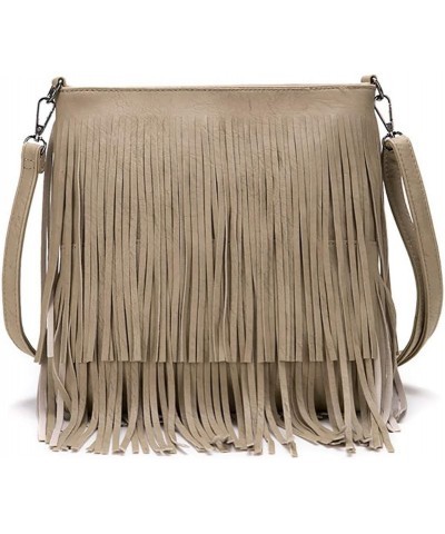 Vintage Tassel Shoulder Bags for Women PU Leather Satchel Fashion Crossbody Bag Zipper Hobo Bag Handbag Khaki $20.51 Hobo Bags