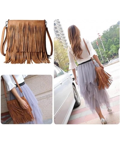 Vintage Tassel Shoulder Bags for Women PU Leather Satchel Fashion Crossbody Bag Zipper Hobo Bag Handbag Khaki $20.51 Hobo Bags