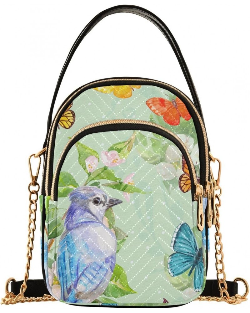 Butterflies Bird Crossbody Bag for Women Cell Phone Purse Wallet with Removable Chain Shoulder Handbag for Travel Phone Work ...