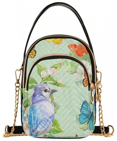 Butterflies Bird Crossbody Bag for Women Cell Phone Purse Wallet with Removable Chain Shoulder Handbag for Travel Phone Work ...