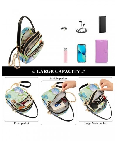 Butterflies Bird Crossbody Bag for Women Cell Phone Purse Wallet with Removable Chain Shoulder Handbag for Travel Phone Work ...