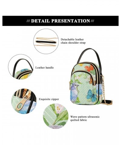 Butterflies Bird Crossbody Bag for Women Cell Phone Purse Wallet with Removable Chain Shoulder Handbag for Travel Phone Work ...