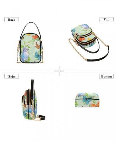 Butterflies Bird Crossbody Bag for Women Cell Phone Purse Wallet with Removable Chain Shoulder Handbag for Travel Phone Work ...